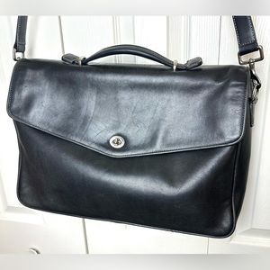 Vtg COACH Morgan Messenger Shoulder Bag Laptop  Computer Black Leather Unisex